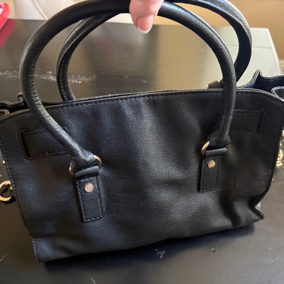 Michael Kors Lock Black/Gold Hardware Leather Satchel Shoulder Bag - Picture 2 of 11